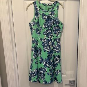 J. Crew Mint Green Sleeveless Floral A-Line Mini Dress
